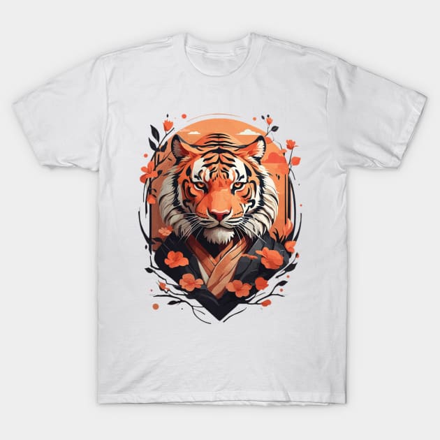 Floral Japanese tiger T-Shirt by Picasso_design1995